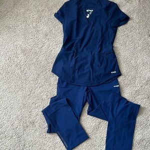 Grey’s Anatomy Edge Navy blue scrub set XS